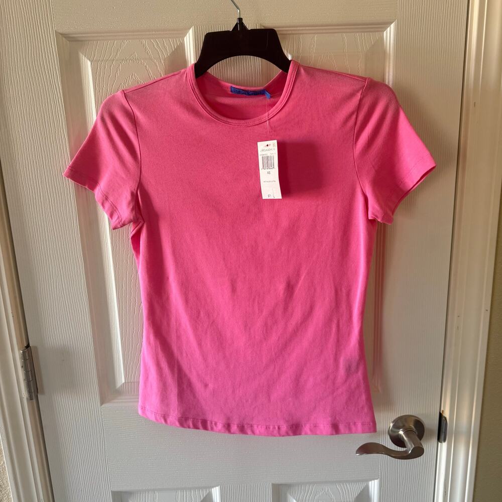 NWT J. McLaughlin Allie Cap Sleeve Tee Top in Tropic Pink Sz XS Cotton Blend